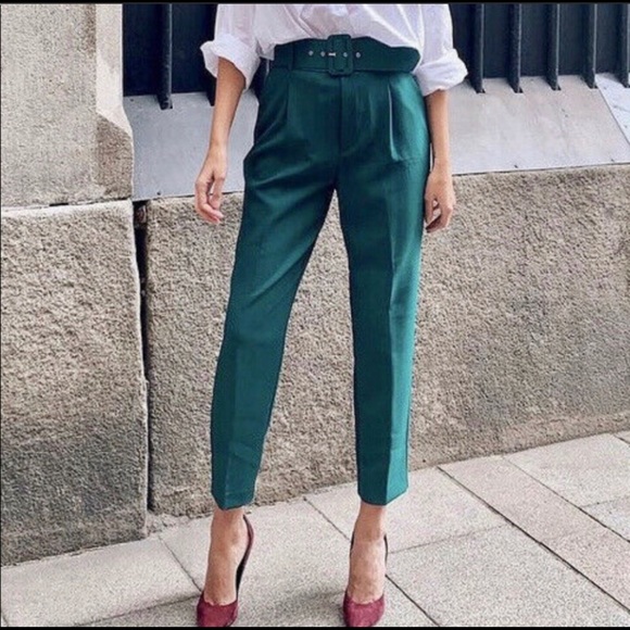 Zara | Pants u0026 Jumpsuits | Gorgeous Emerald Green Highwaisted Zara Trousers  | Poshmark